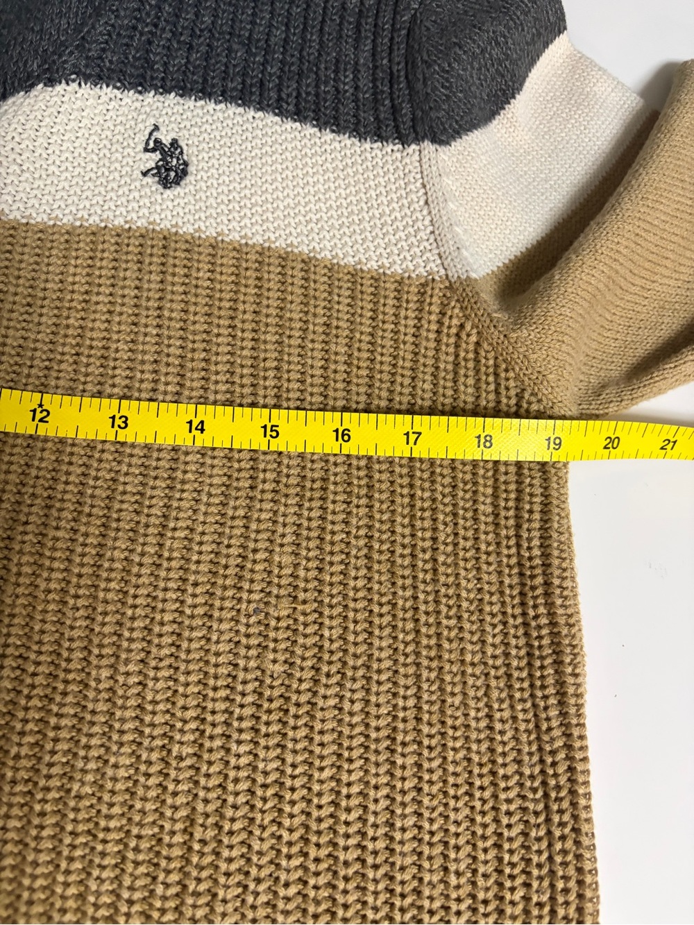 U.S. Polo Assn. Men's Colorblock Shawl Collar Cardigan Sweater Khaki Gray Small - Picture 12 of 13